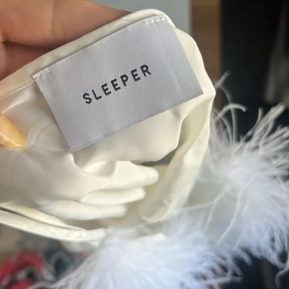 SLEEPER
+ NET SUSTAIN Boheme feather-trimmed ECOVERO-satin mini dress - Picture 3 of 5